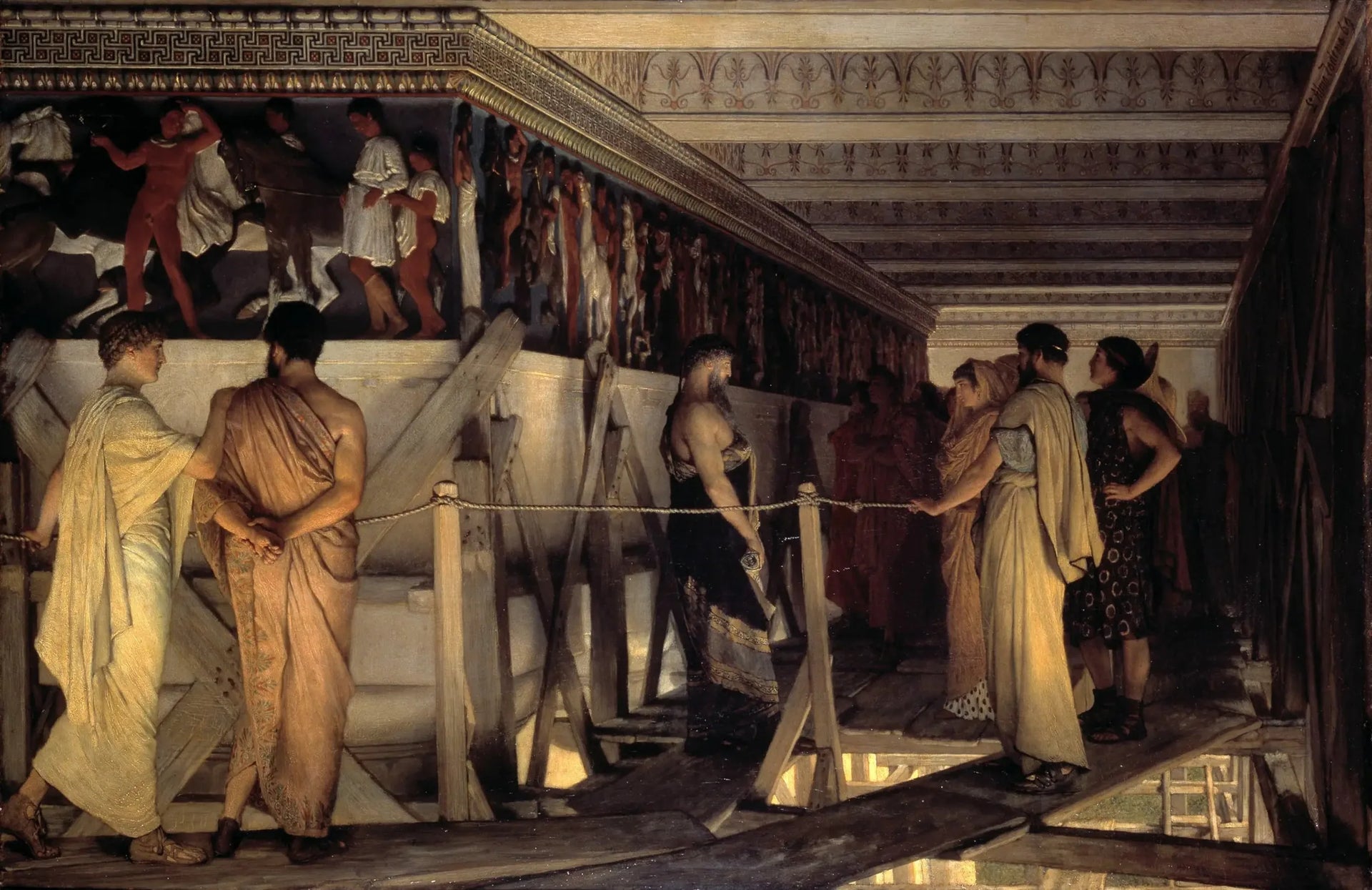 Phidias montrant la frise du Parthénon à ses amis - Lawrence Alma-Tadema image 1 tableau peint à l’huile sur toile
