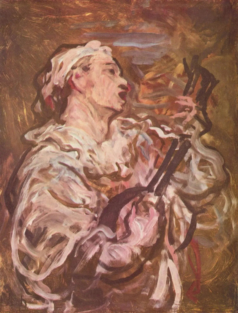 Pierrot plays the mandolin - Honoré Daumier