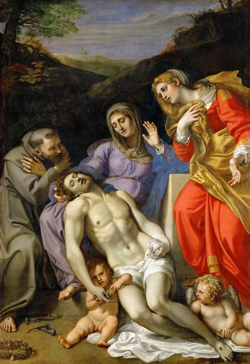 Pietà with Saint Francis and Saint Mary Magdalene - Annibale Carracci