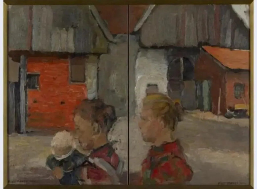 Rear Gables of Agricultural Buildings with Figures - Piet Mondrian