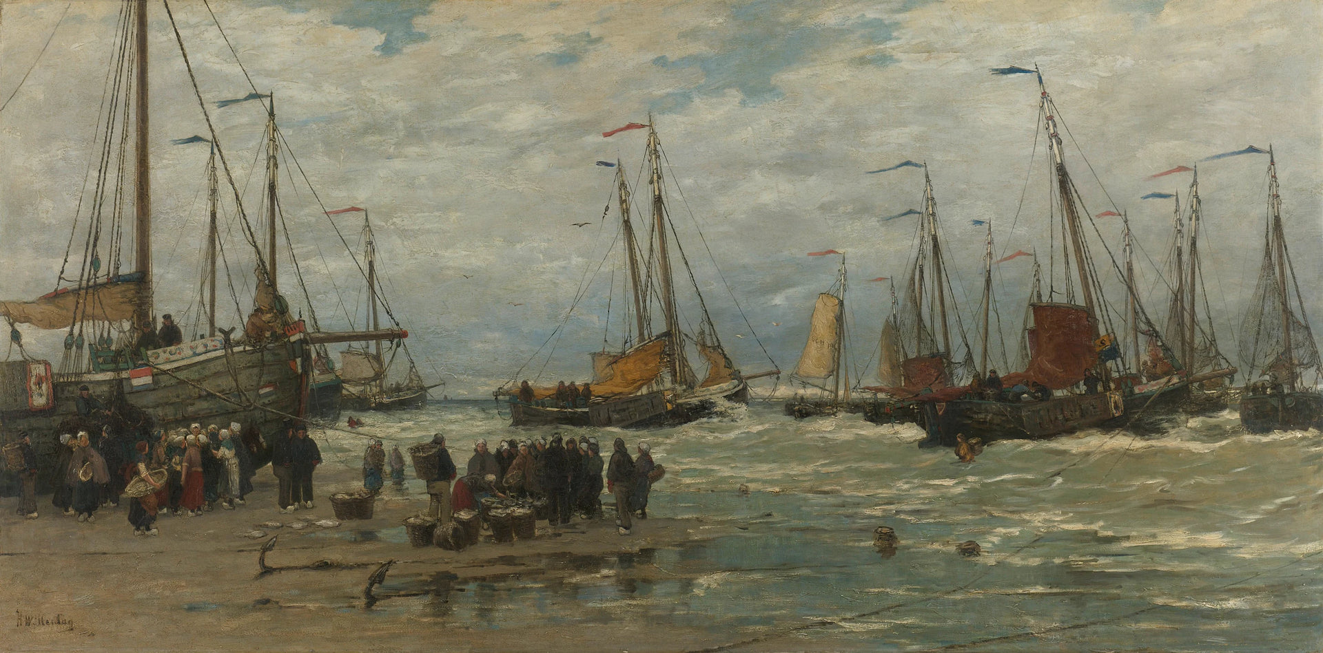 Pinkies dans les vagues - Hendrik Willem Mesdag
