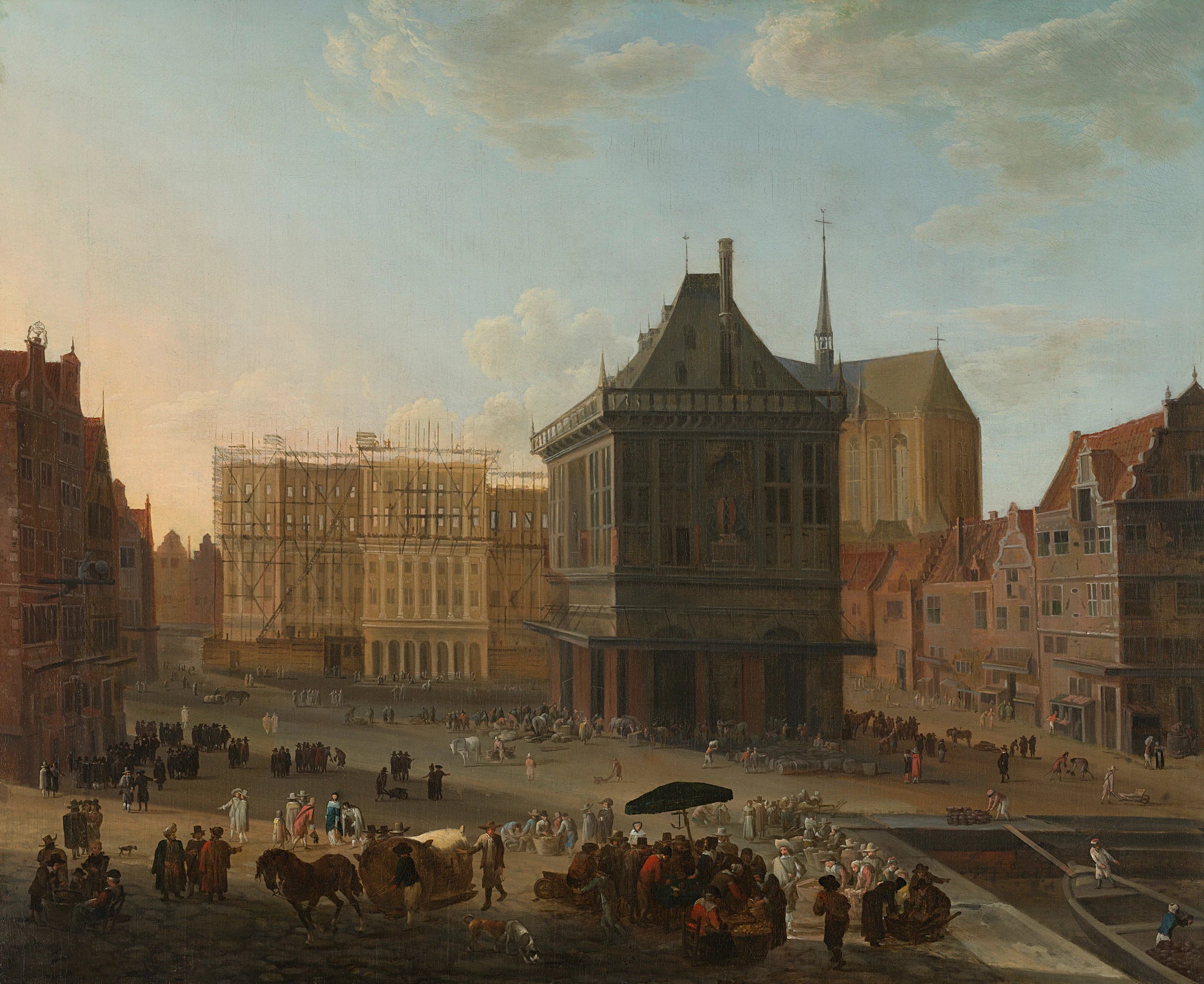 Place du Dam avec l'hôtel de ville en construction - Jacob van der Ulft