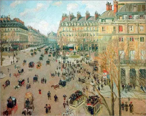 Place of the Théâtre-Français and Avenue de l'Opéra, winter effect of the sun - Camille Pissarro