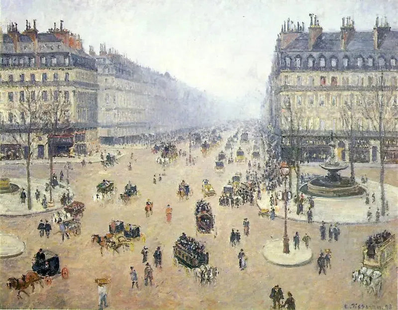 Place of the Théâtre-Français and the Avenue de l'Opéra, misty weather - Camille Pissarro