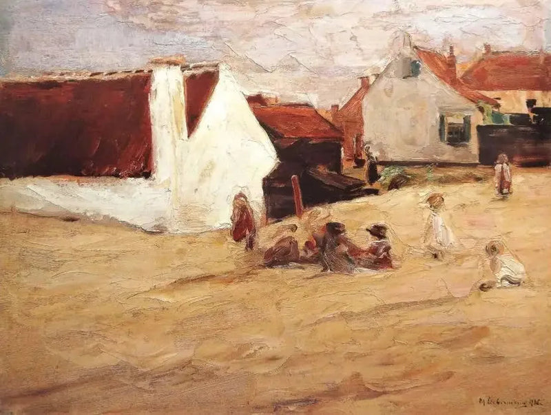 Village Square with Children Playing - Max Liebermann
