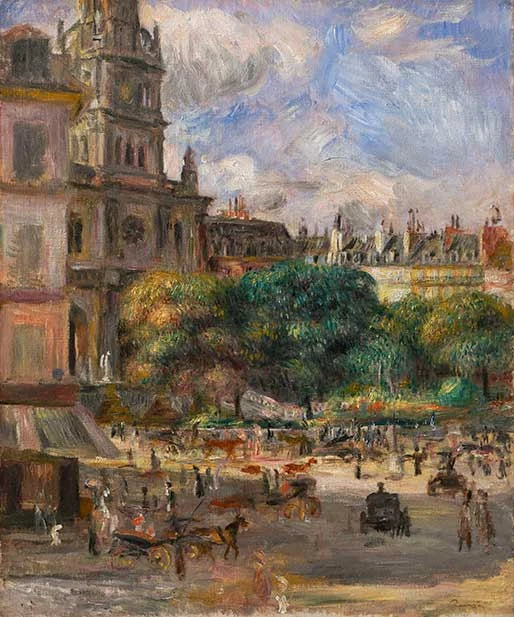 Place de la Trinité à Paris, peinte vers 1875 par Pierre-Auguste Renoir, Hiroshima Museum of Art