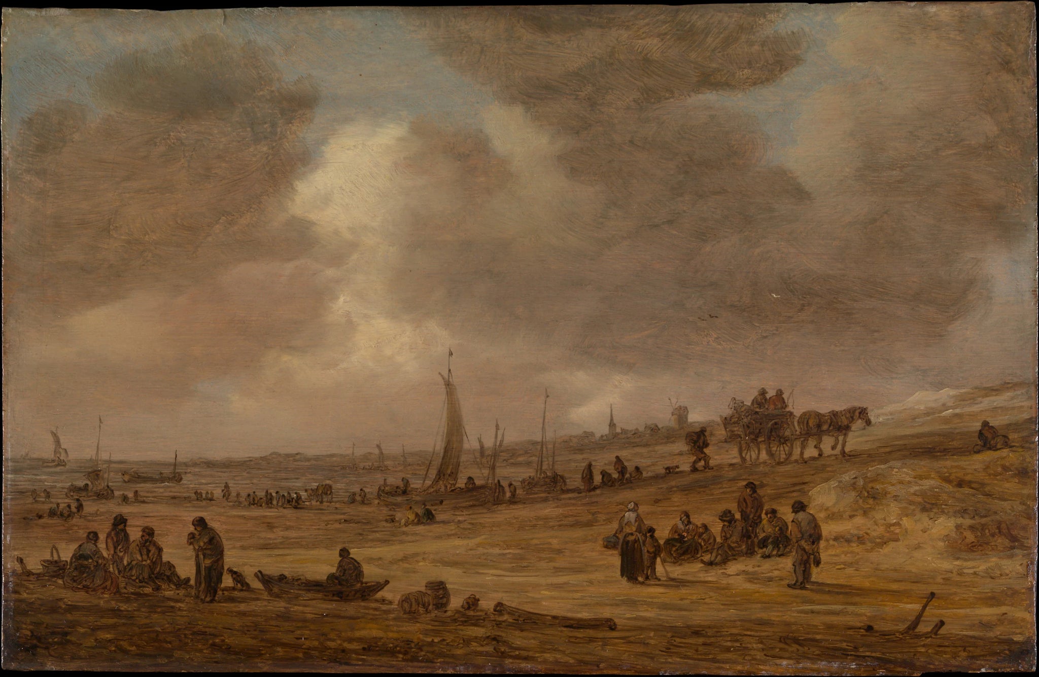 Une plage avec des bateaux de pêche - Jan van Goyen