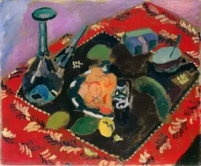 Dishes and Fruits on a Red and Black Carpet (The Red Carpet) - Henri Matisse