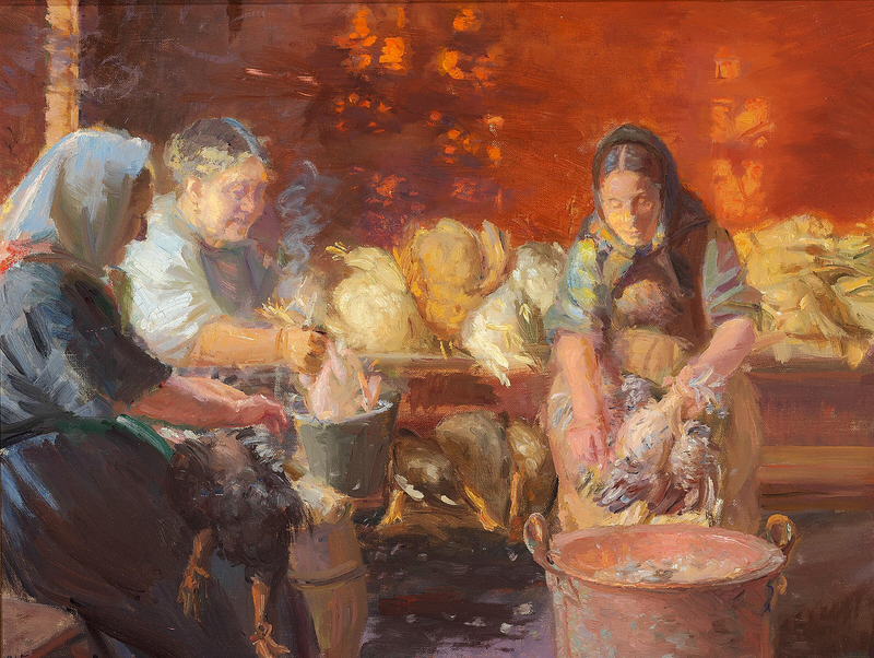 Plucking the chickens. - Anna Ancher
