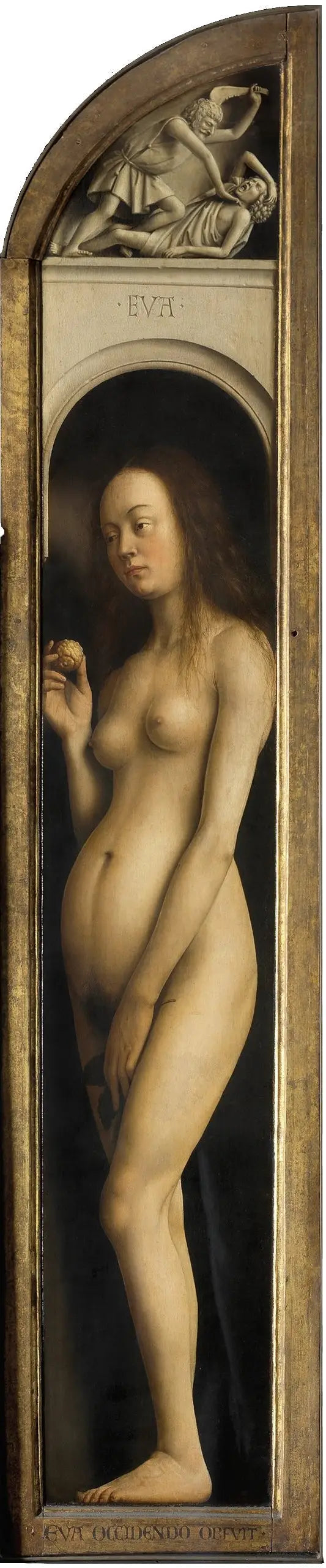 Polyptyque: left exterior panel: face. Watch. - Jan van Eyck