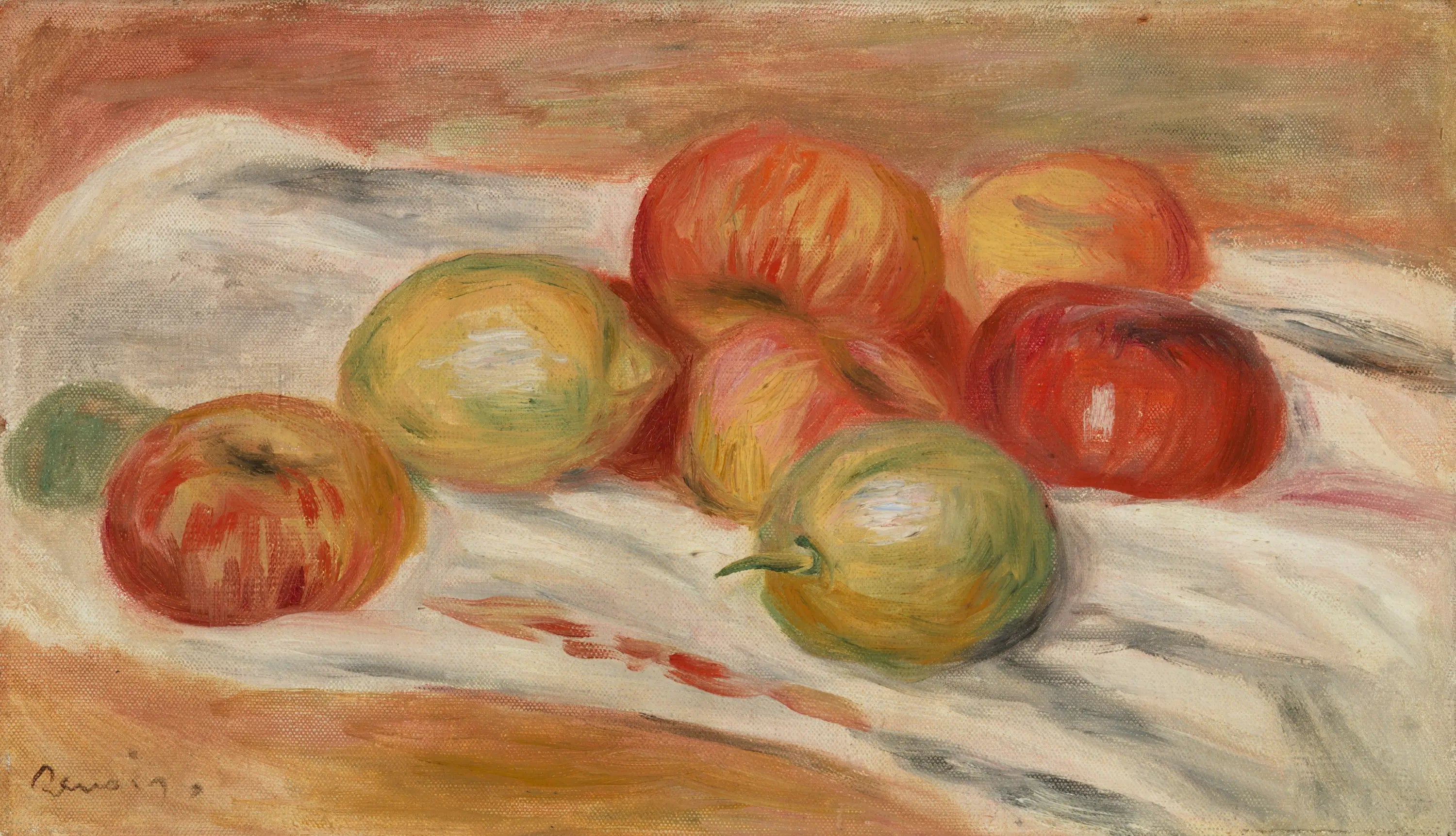 Pommes et citrons sur une nappe - Pierre-Auguste Renoir image 1 reproduction réalisée par Alpha Reproduction