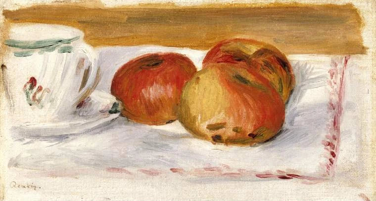 Apples and Tea Cup - Pierre-Auguste Renoir
