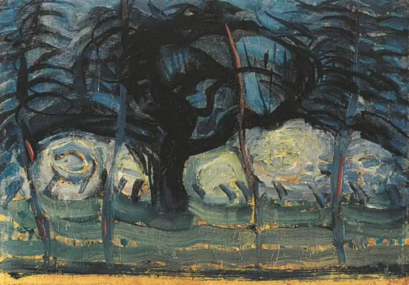 Blue Apple Tree with Wavy Lines I - Piet Mondrian