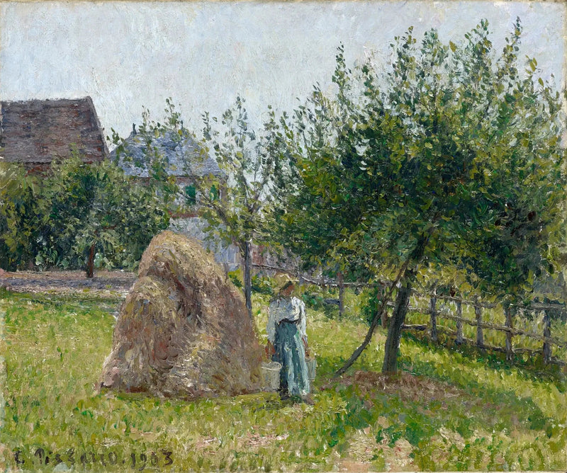 Apple Tree and Mill at Eragny, Morning Sun - Camille Pissarro
