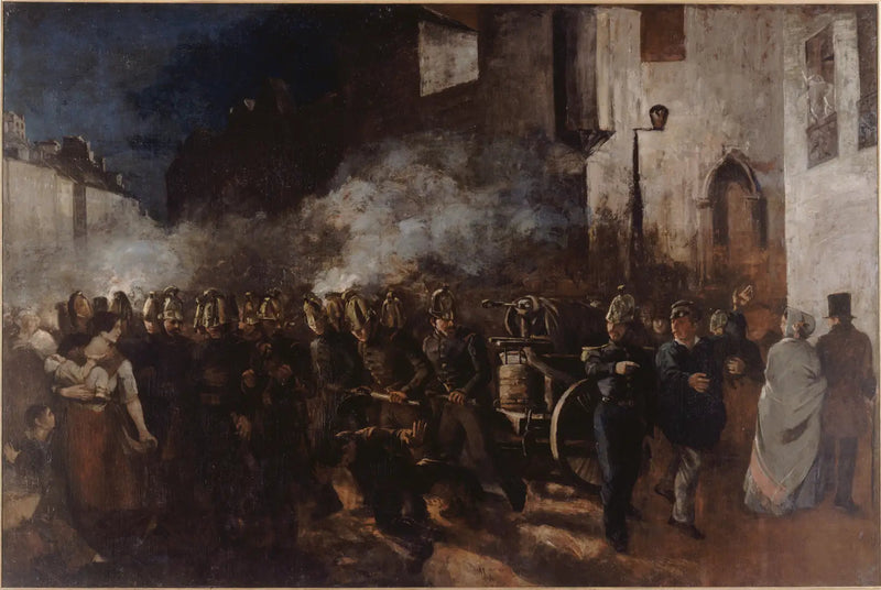 Firefighters fighting a fire - Gustave Courbet