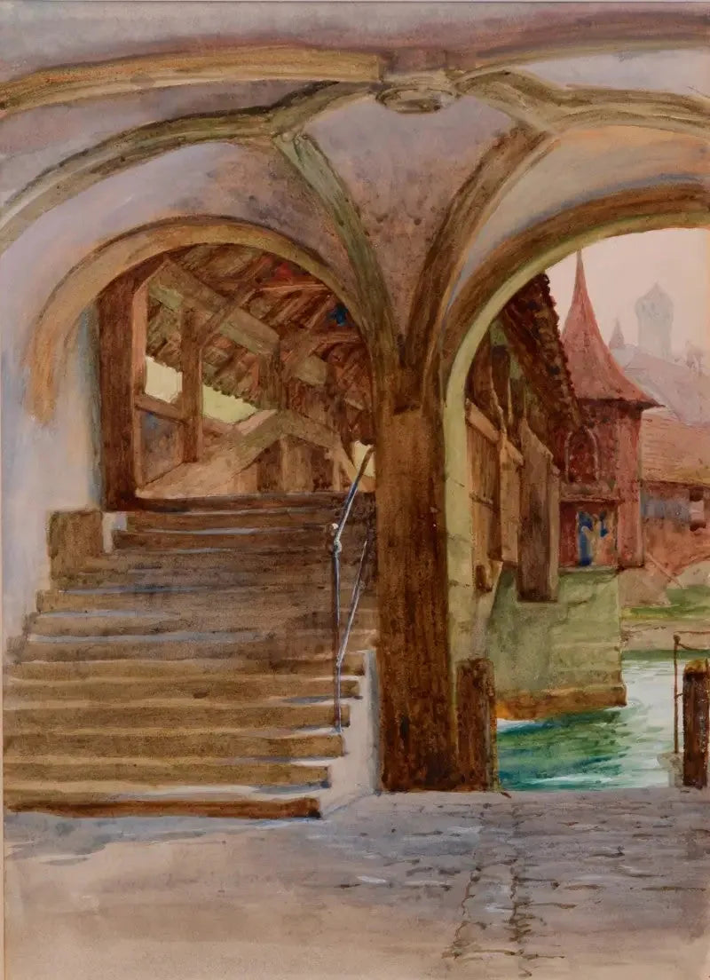 Pont de la Chapelle at Lake of the Four Cantons - Frank Bernard Dicksee