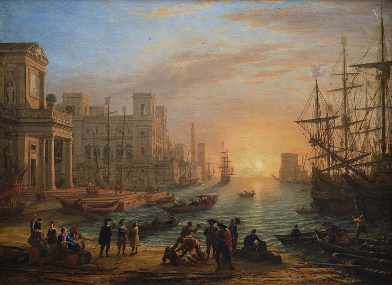 Port de mer au coucher de soleil - Claude Lorrain