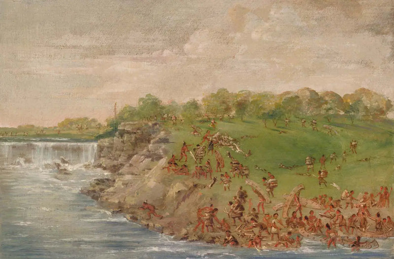Ojibwe Portage around Saint-Antoine Falls - George Catlin