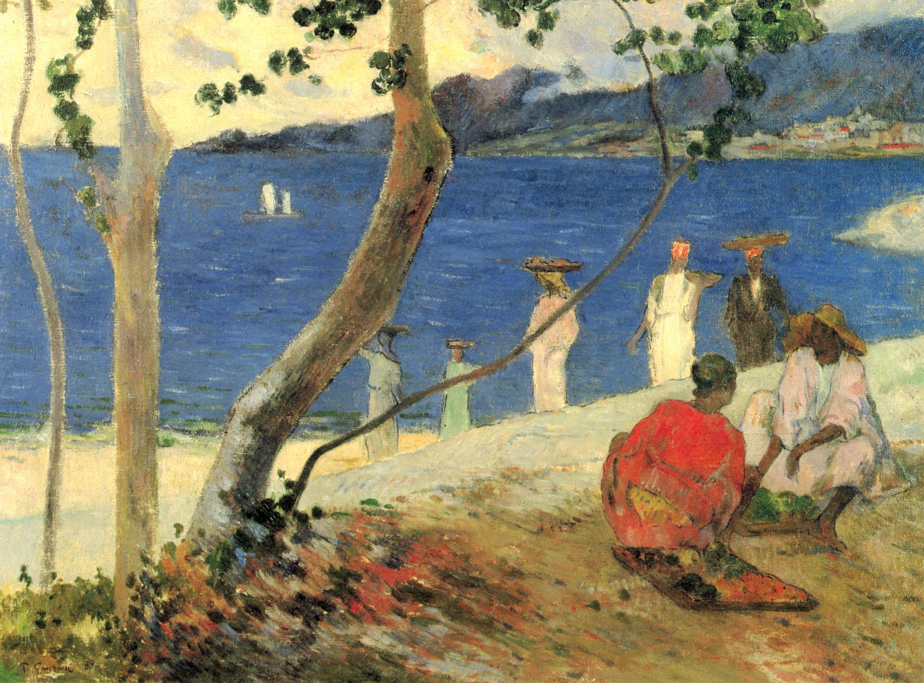 Reproduction du tableau « Porteuses de fruits à l'anse Turin, ou Bord de mer II - Paul Gauguin » par Alpha Reproduction en peinture à l’huile