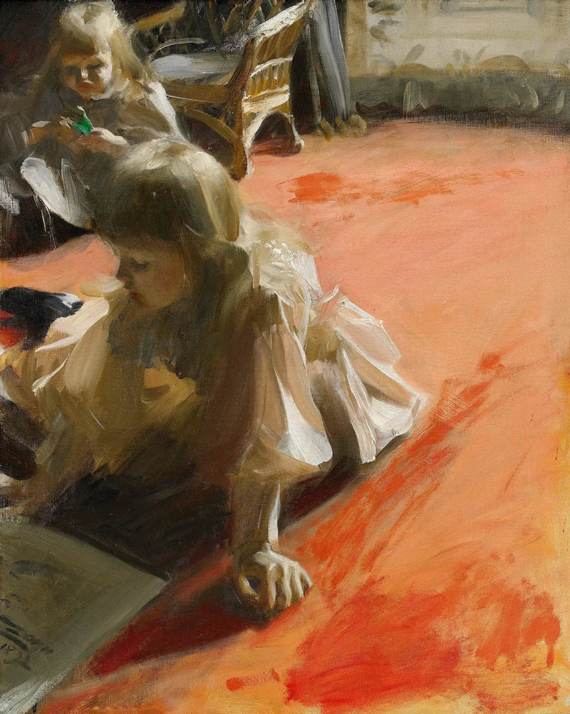 Portrait of Ramón Subercaseaux Vicuña with his daughters - Anders Zorn