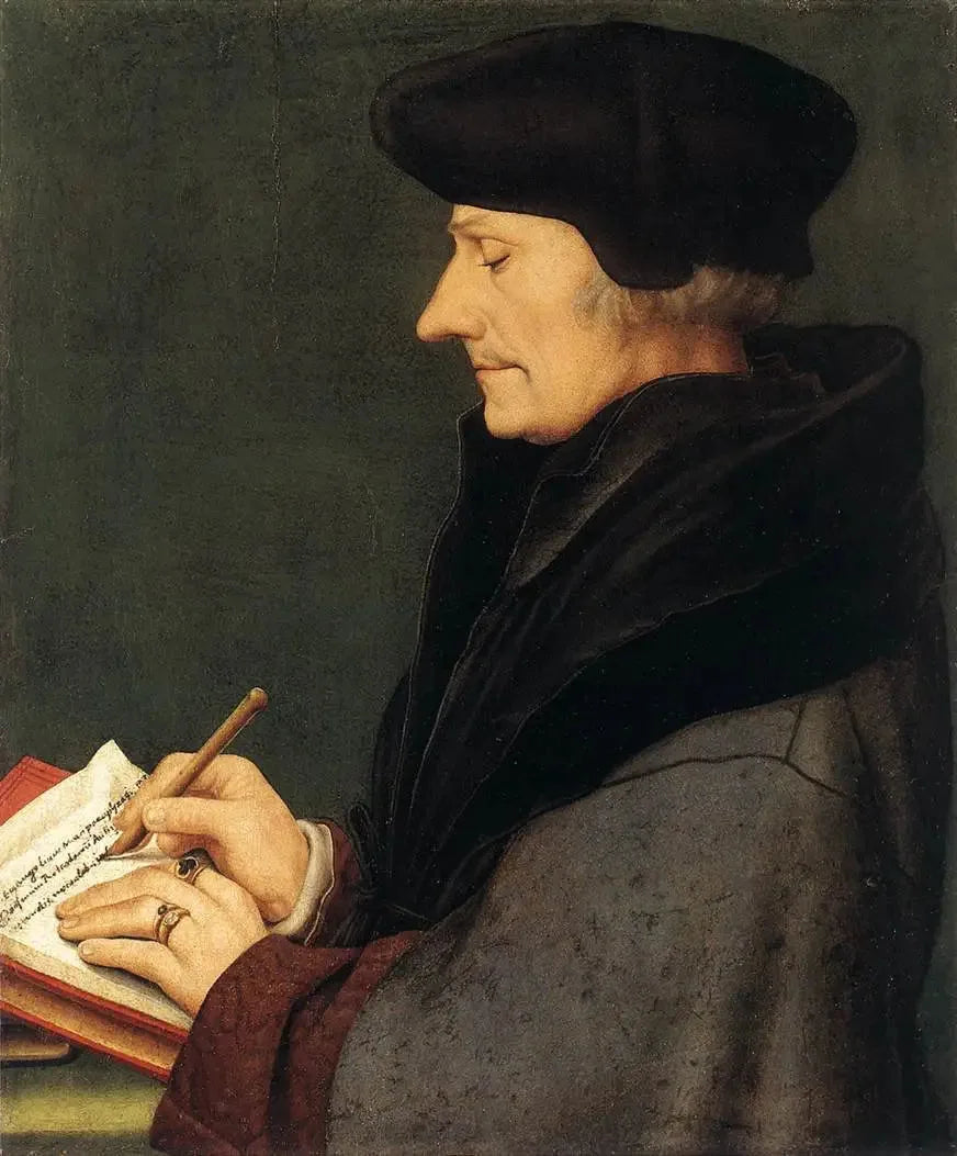 Portrait of Erasmus of Rotterdam writing - Hans Holbein the Younger