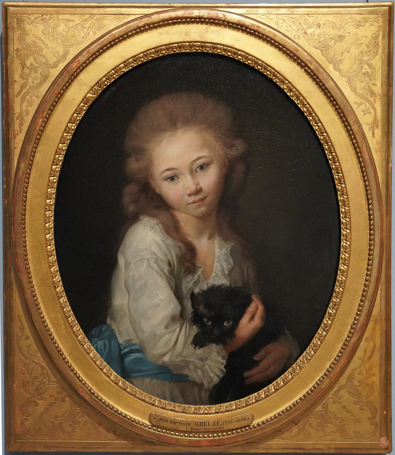 Portrait of Esprit de Baculard d'Arnaud with a cat - Jean-Baptiste Greuze