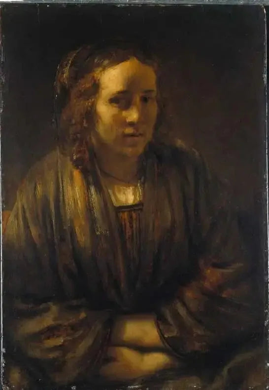 Portrait of Hendrickje Stoffels in Silk Packaging - Rembrandt