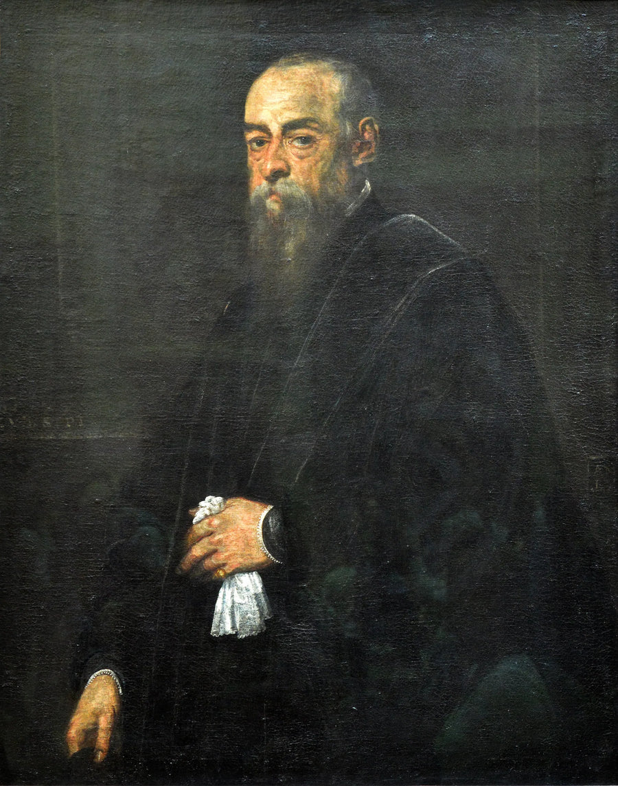 Portrait of an elderly man holding a handkerchief - Jacopo Tintoretto