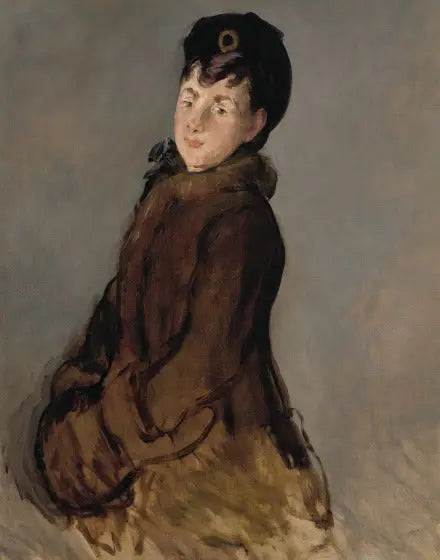 Portrait d'Isabelle Lemonnier avec un manchon - Édouard Manet image 1 tableau peint à l’huile sur toile