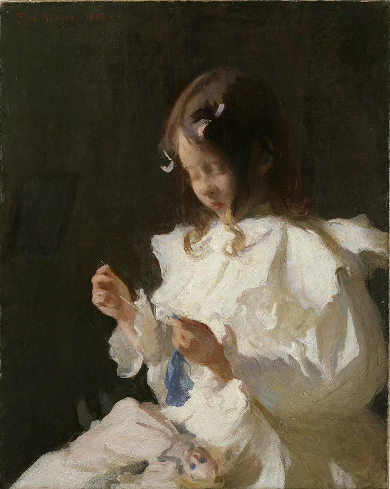 Portrait of a Child Sewing - Frank Weston Benson