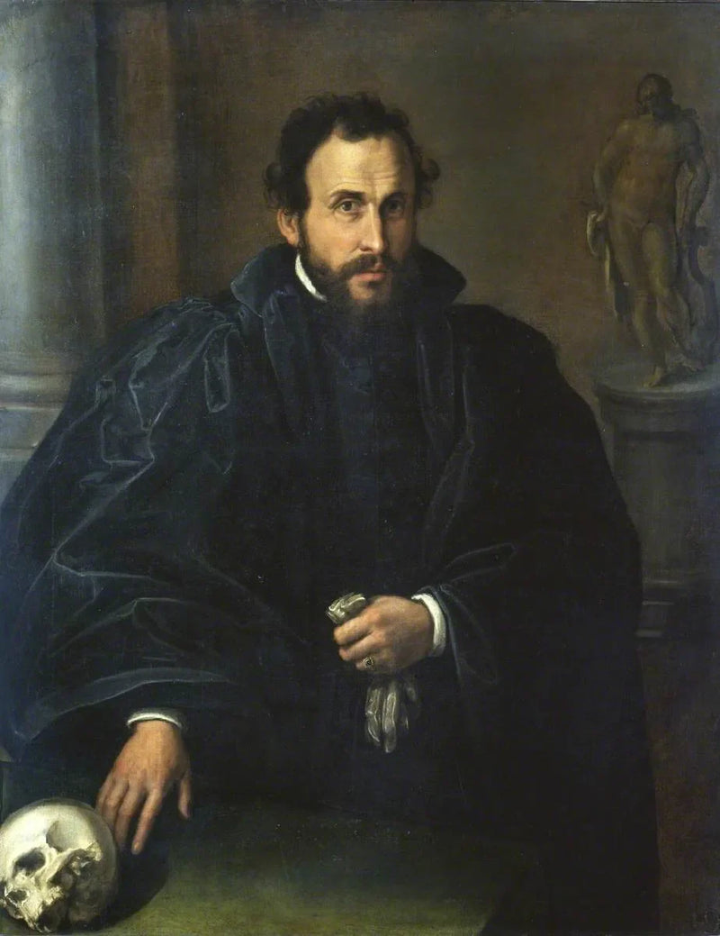 Portrait of a man with a skull - Lorenzo Lotto