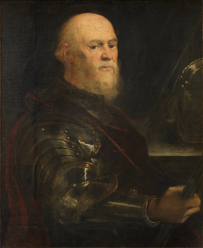 Portrait of a man in armor holding the command baton, probably Jan Amor Tarnowski - Jacopo Tintoretto