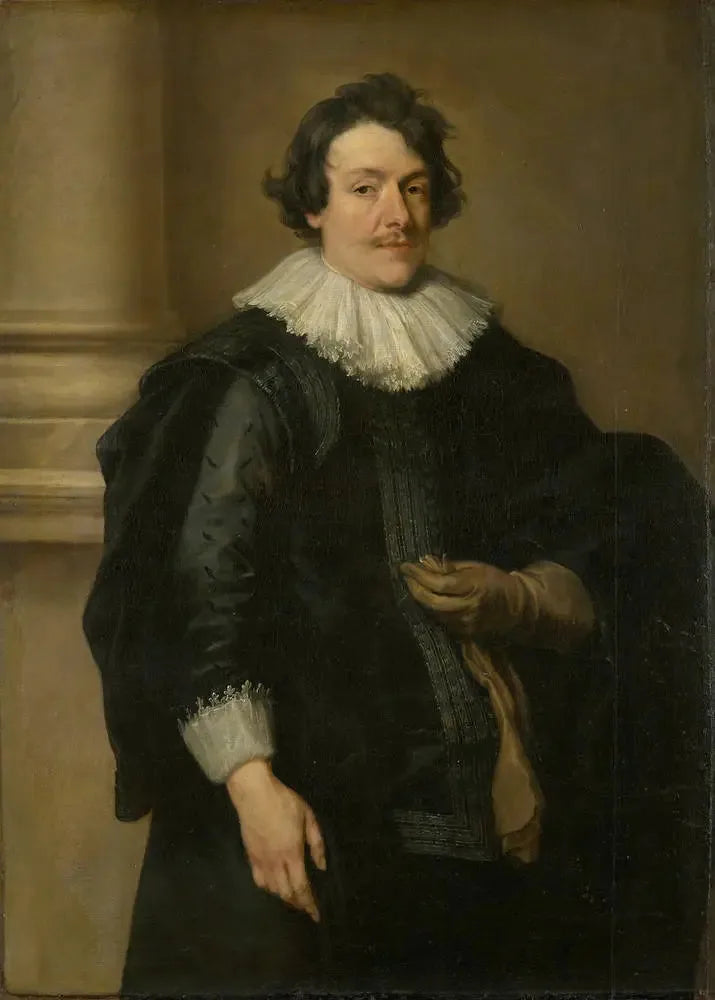 Portrait of a man in black in front of a column - Antoine van Dyck