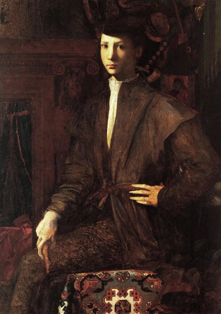 Portrait of a Young Man Sitting on a Carpet - Rosso Fiorentino