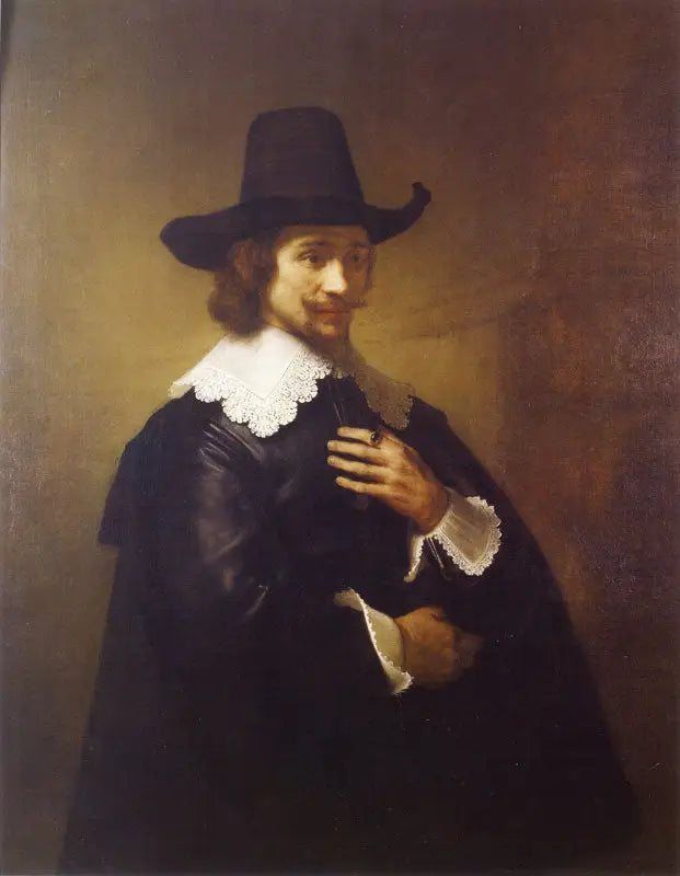 Portrait of a Young Man with a Wide-Brimmed Hat - Rembrandt