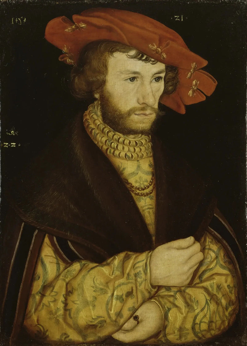 Portrait of a young man with a beard and a red beret - Lucas Cranach the Elder