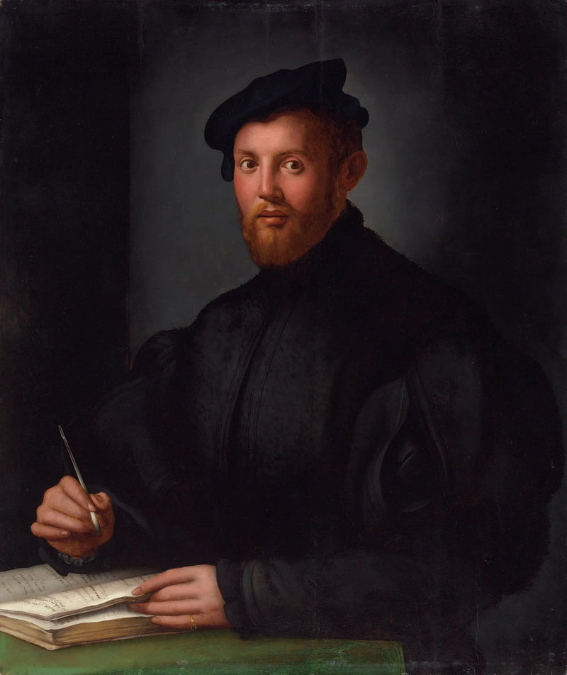 Portrait of a Young Man in Black with a Book - Bronzino
