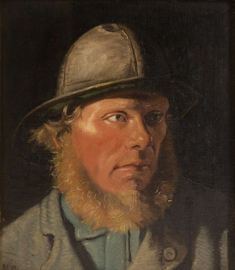 Portrait of a young fisherman wearing a oilskin. - Michael Peter Ancher