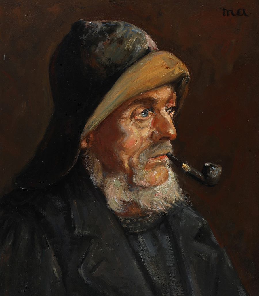 Portrait of a Fisherman. 35 x 31 cm. - Michael Peter Ancher