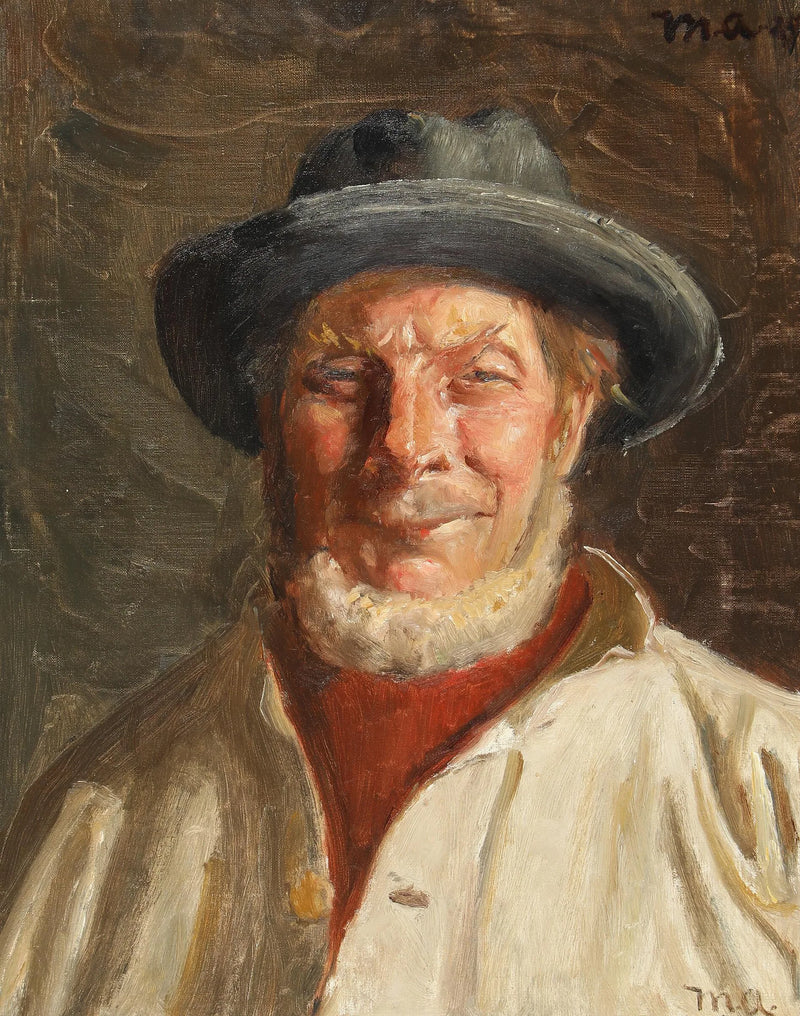 Portrait of a Skagen fisherman wearing a black hat. - Michael Peter Ancher