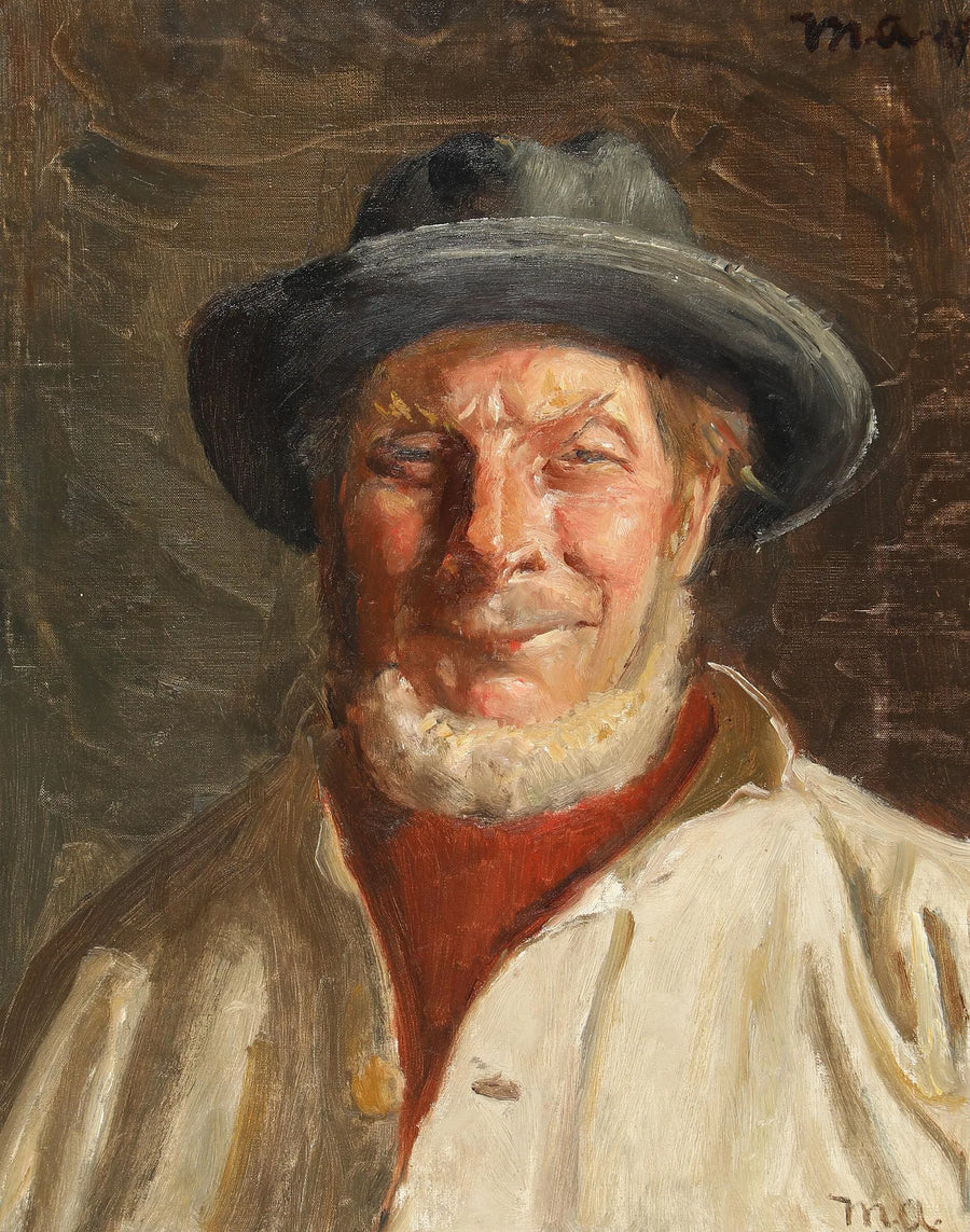 Portrait of a Skagen fisherman wearing a black hat. - Michael Peter Ancher