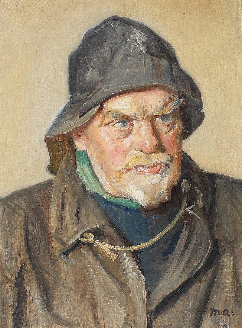 Portrait of a fisherman wearing a oilskin. - Michael Peter Ancher