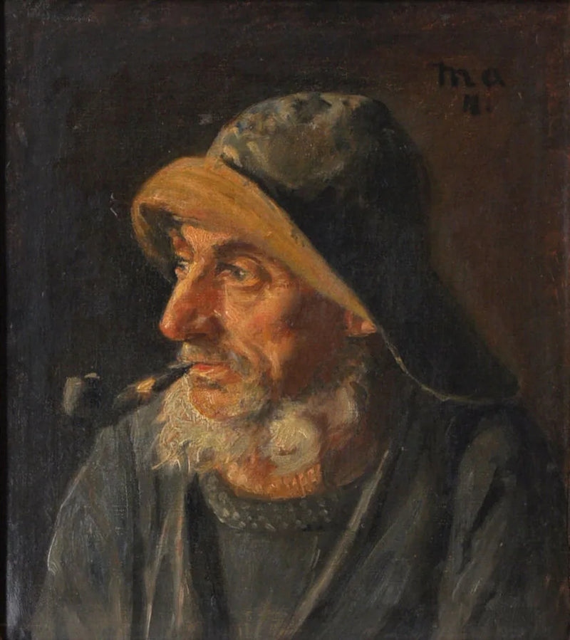 Portrait of a fisherman wearing a oilskin. - Michael Peter Ancher