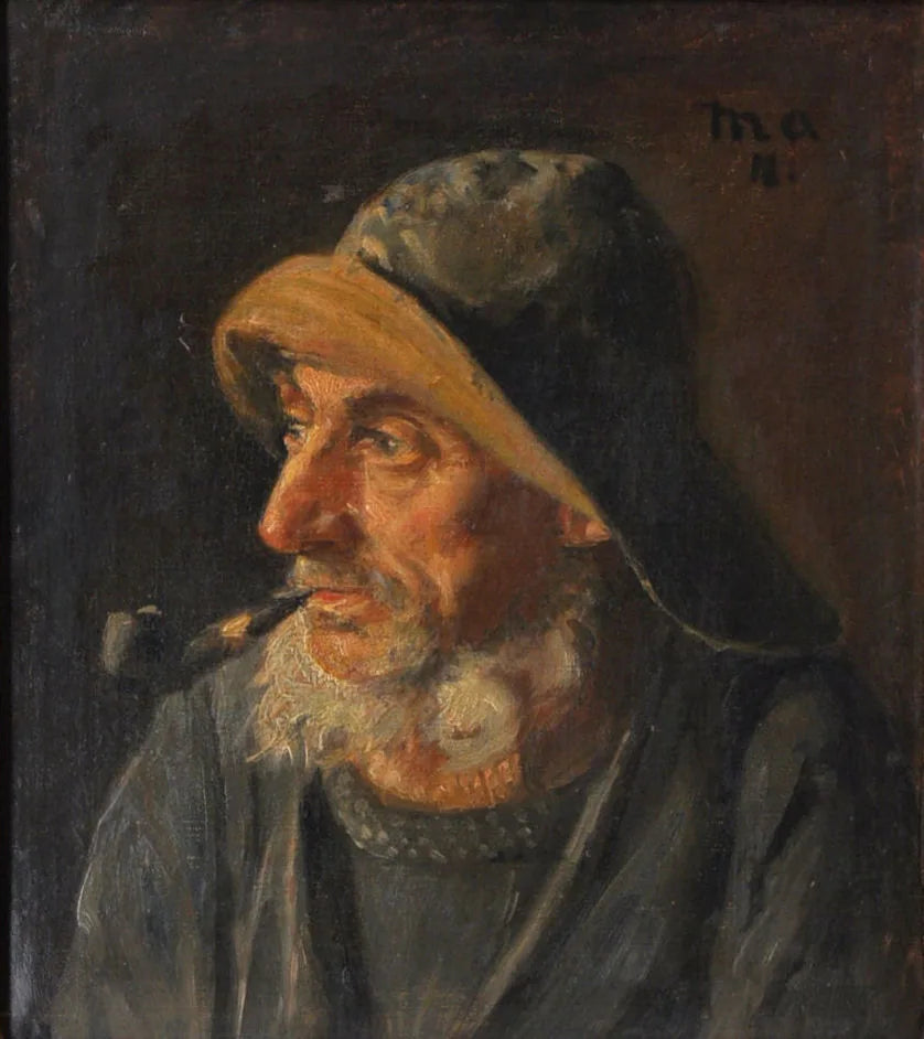 Portrait of a fisherman wearing a oilskin. - Michael Peter Ancher