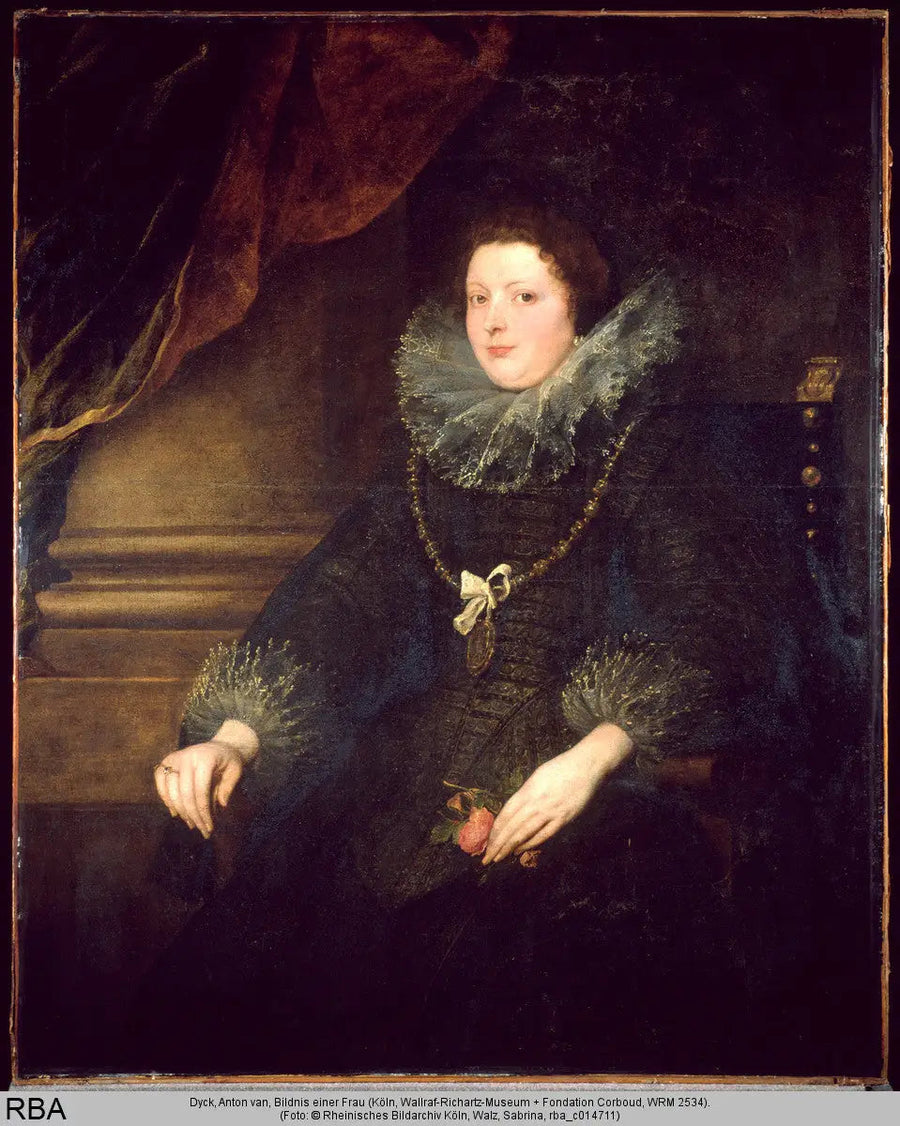 Portrait of a lady sitting with roses, wearing a medal - Antoine van Dyck