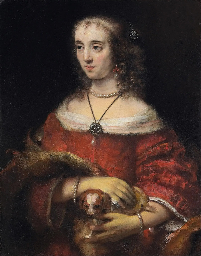 Portrait of a Lady with a Toy Dog - Rembrandt