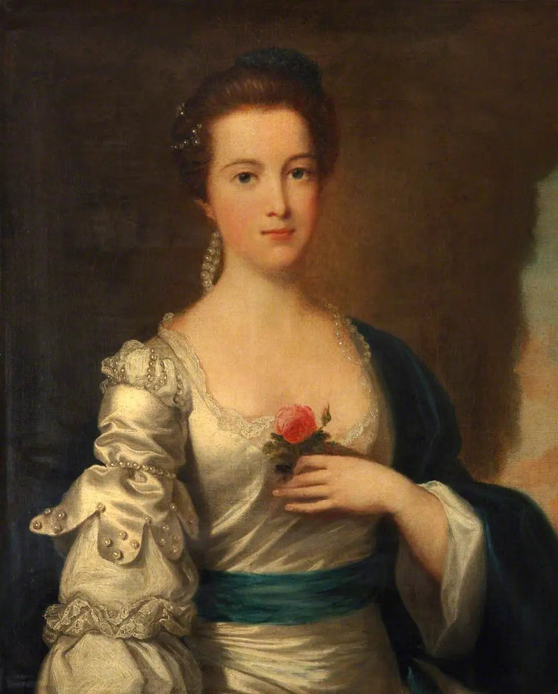 Portrait of a lady in a white satin dress - Joshua Reynolds