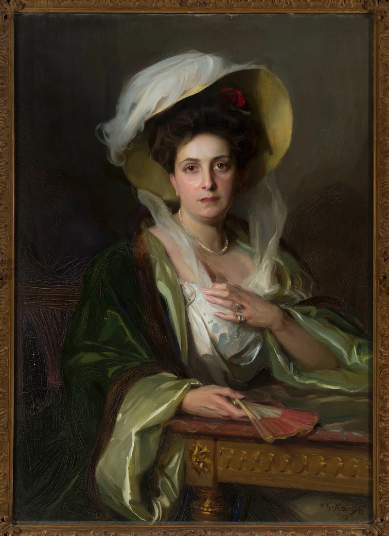 Portrait of a lady wearing a large hat - Philip de László