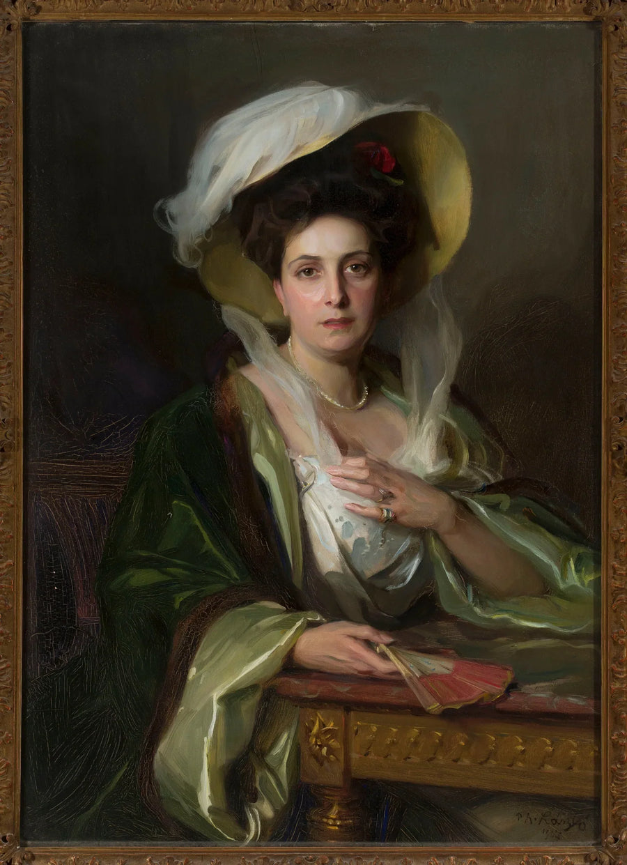 Portrait of a lady wearing a large hat - Philip de László