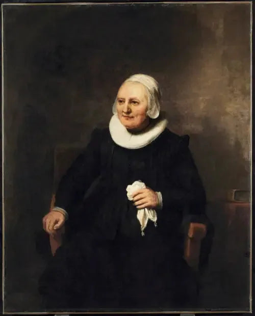 Portrait of a seated woman with a handkerchief - Rembrandt